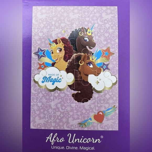 SET Afro Unicorn Mini Puzzle 20pcs /Girl’s Slippers w/Ankle Straps Sz:5/6 purple - Picture 5 of 5